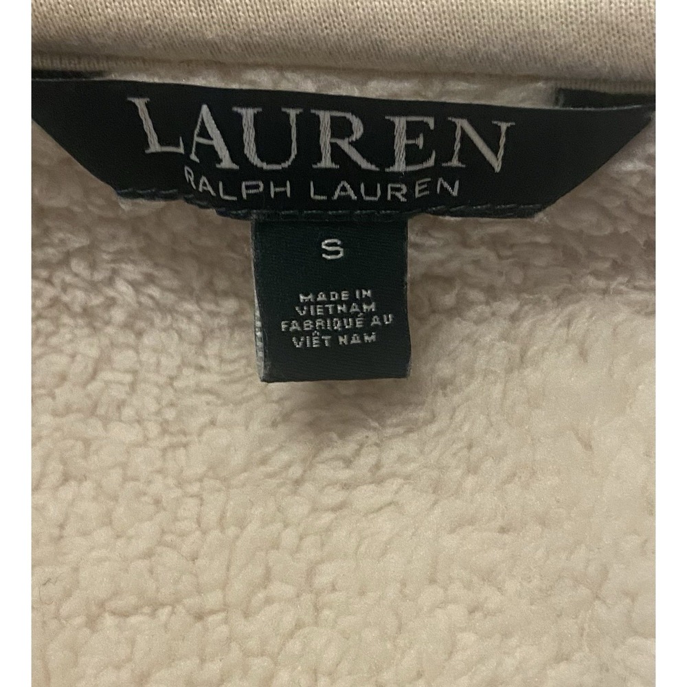 Ralph Lauren Faux Suede Sherpa Fleece Draped Front Luxury Jacket Tan Beige Small - Picture 6 of 7